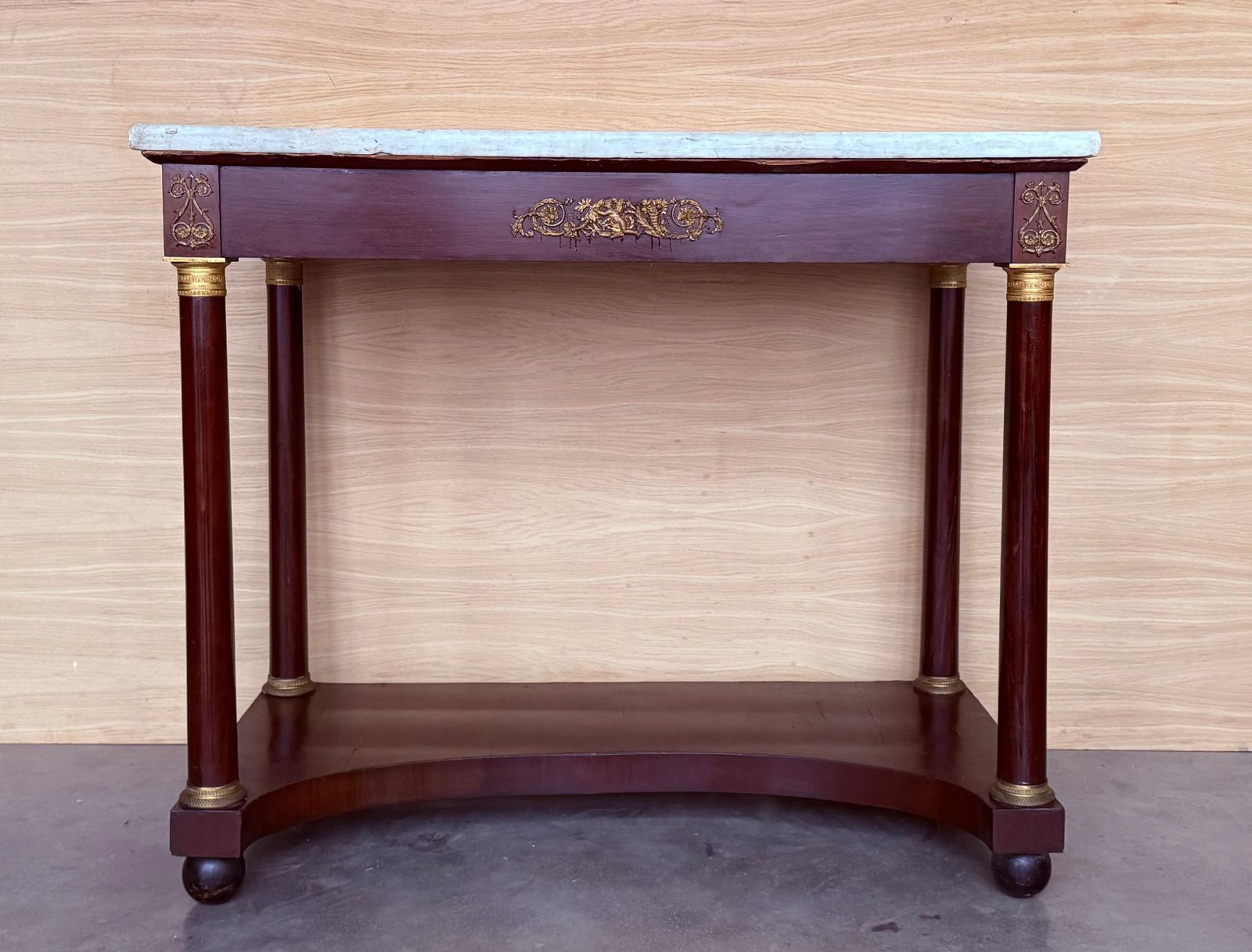 Antique French Empire Fruitwood Console Table With Drawer, Early 20th Century photo for sale