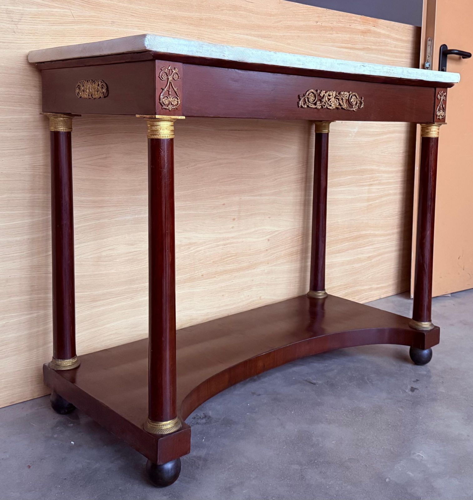 Antique French Empire Fruitwood Console Table With Drawer, Early 20th Century photo 3183.0