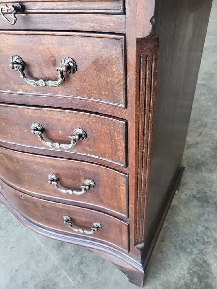 Antique Repro Serpentine Small Chest Of Drawers Bracket Feet Tray Desk photo buy