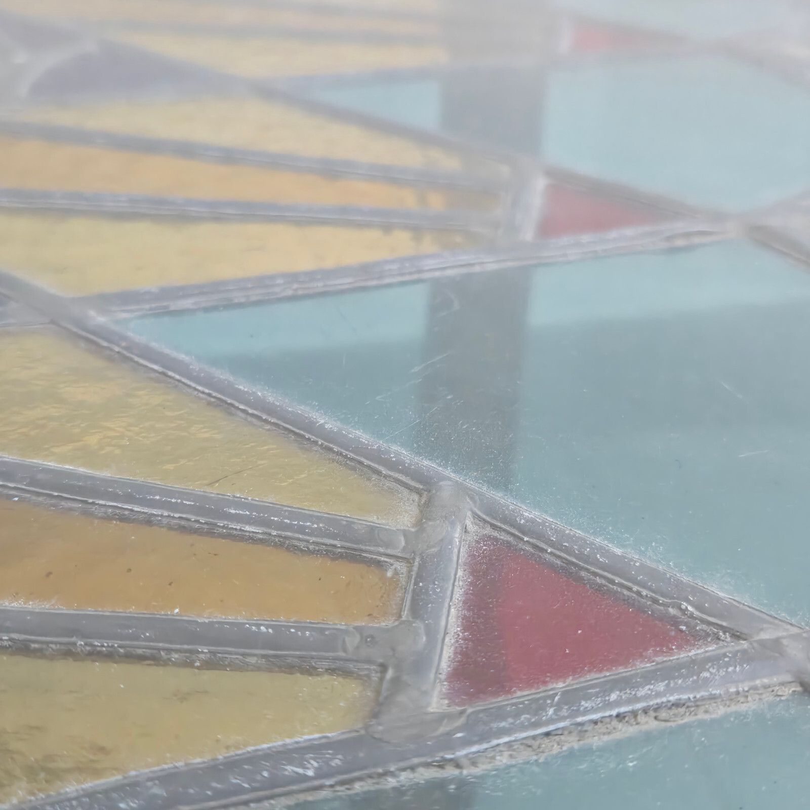 Furniture Vintage 1960s Brutalist Metal, Glass & Stained Glass Coffee Table 60s photo