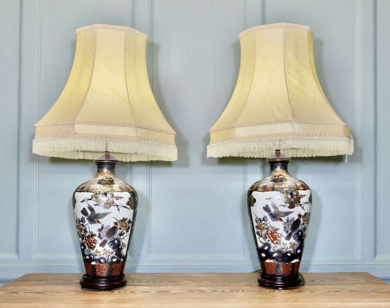 A Pair Of Large Japanese Satsuma Lamps photo furniture