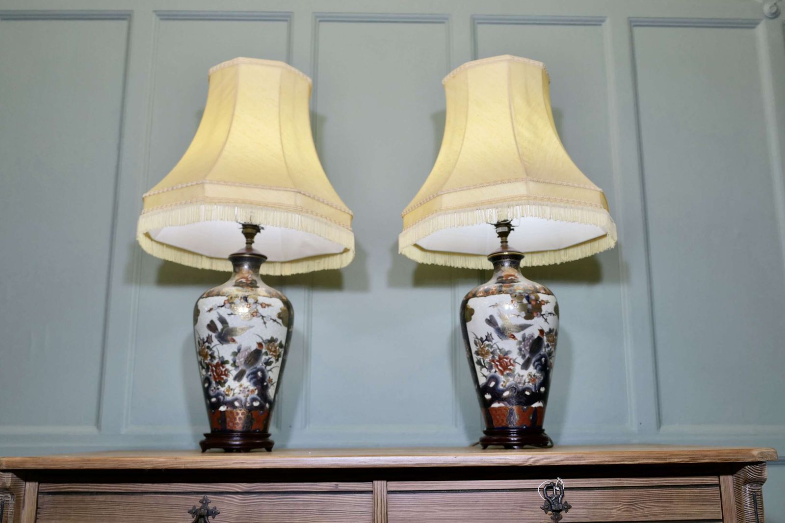 A Pair Of Large Japanese Satsuma Lamps photo Lighting