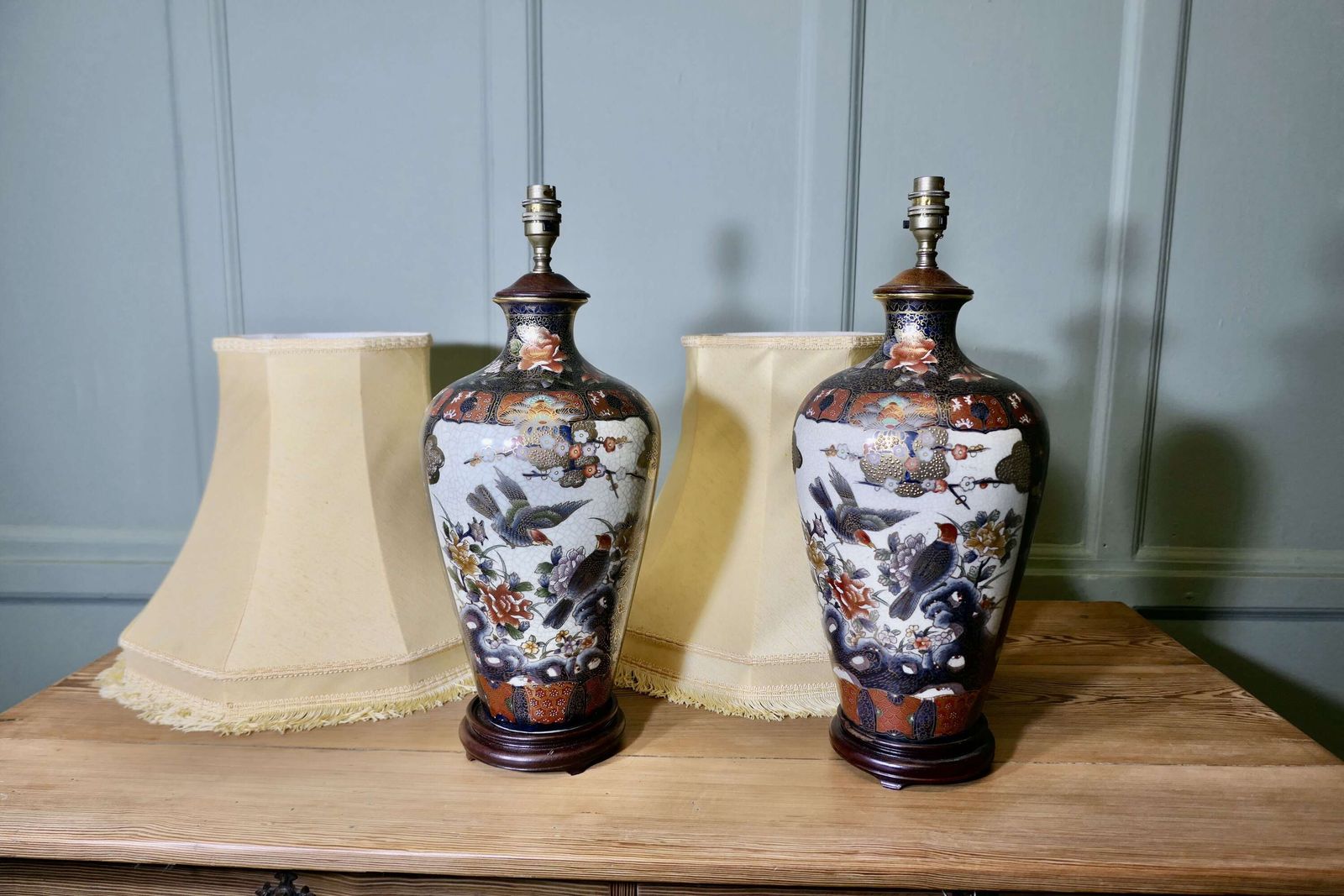 photo furniture A Pair Of Large Japanese Satsuma Lamps