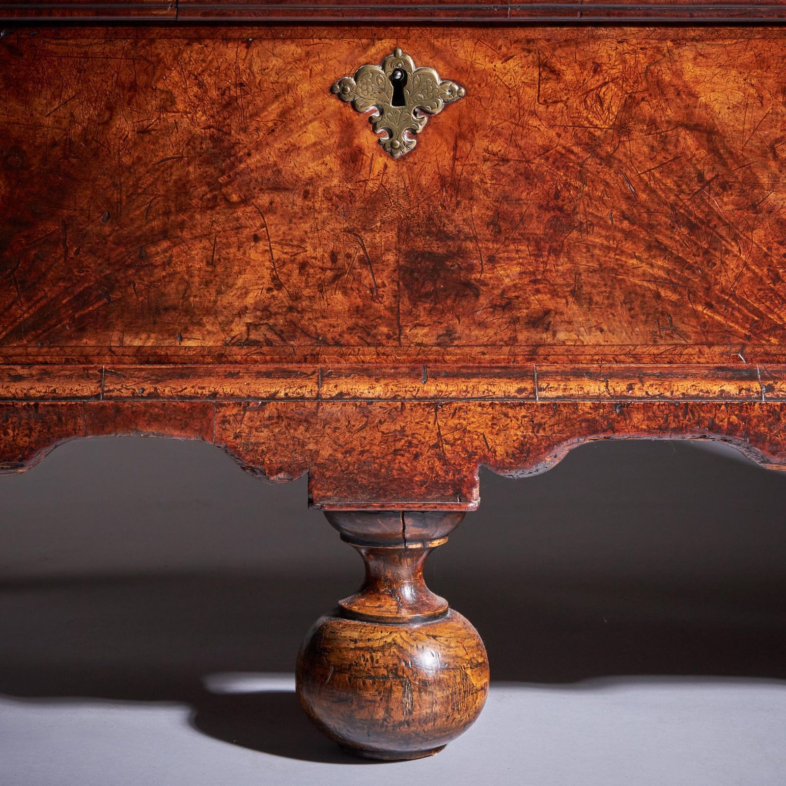 Furniture 18th Century Queen Anne Burr Walnut Mirrored Cabinet On Chest, Circa 1705 1715 photo