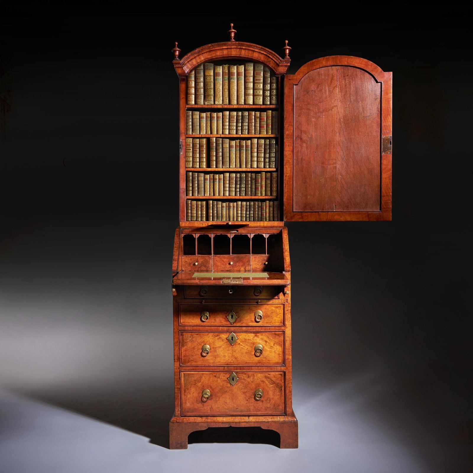 18th Century Queen Anne Burr Walnut Double Dome Bureau Bookcase photo Furniture