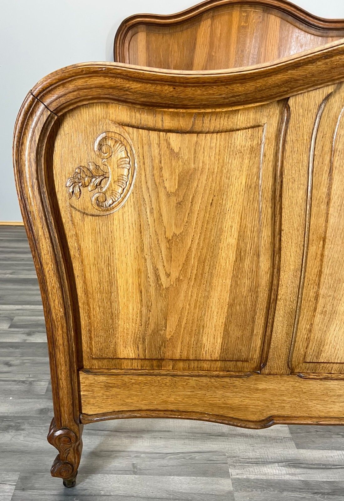 Antique French Bed Frame Double Size Elegant Carved Design Headboard  Lot 3711 photo Furniture