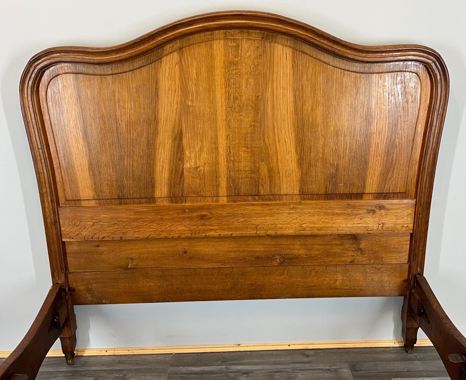 Antique French Bed Frame Double Size Elegant Carved Design Headboard  Lot 3711 photo vinterior