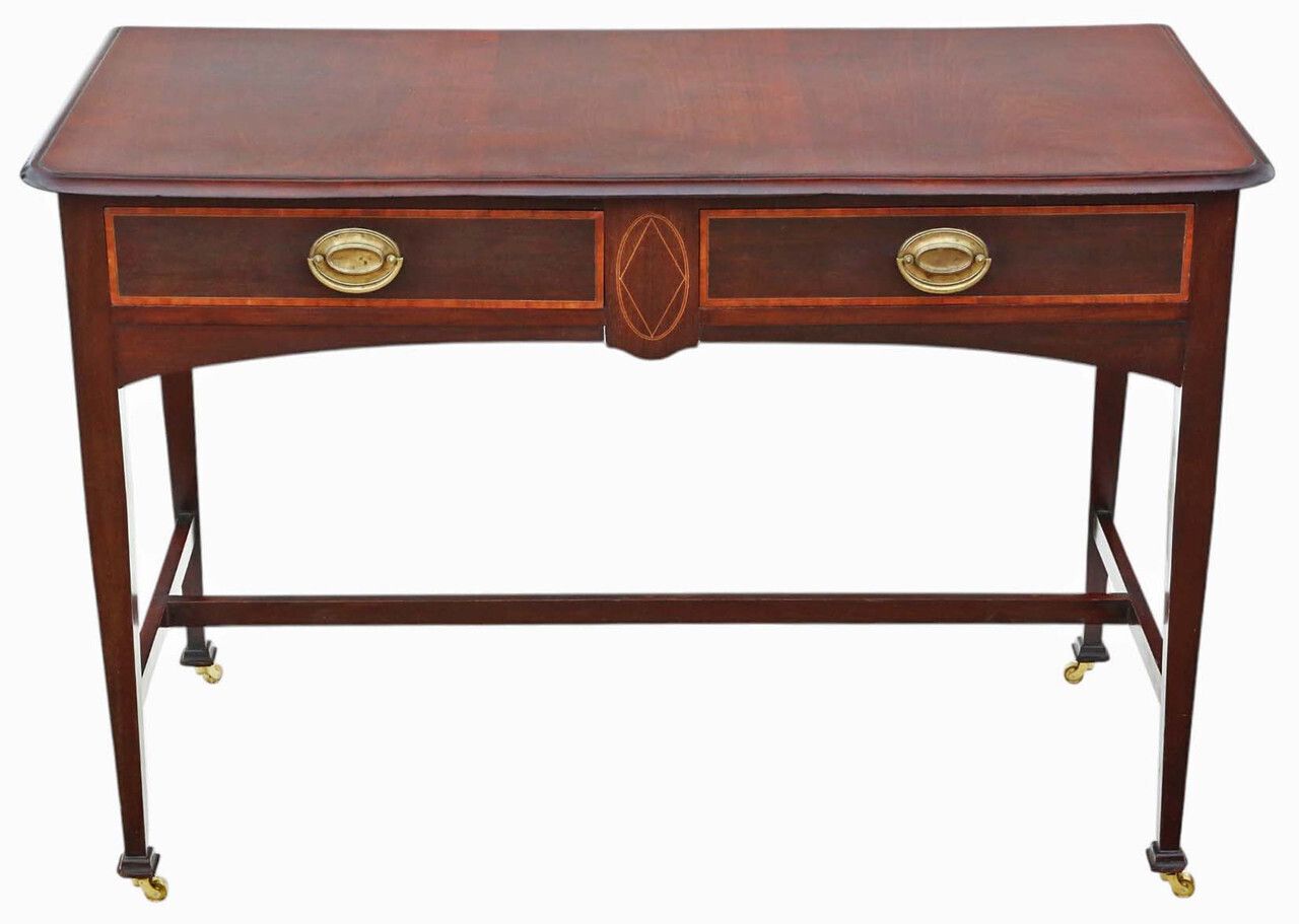 Antique C.1900 Fine Quality Inlaid Mahogany Writing Desk / Dressing Table photo furniture