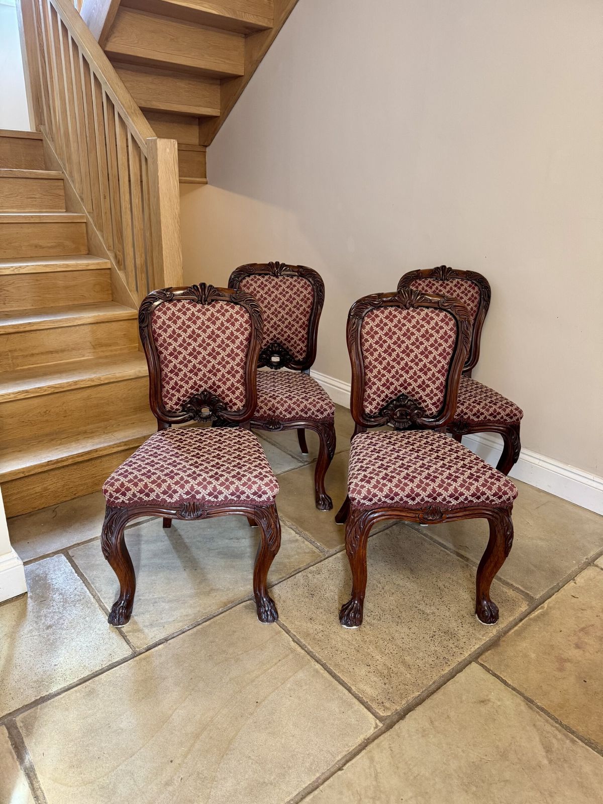 Outstanding Quality Set Of Four Antique Carved Rosewood Dining Chairs photo furniture