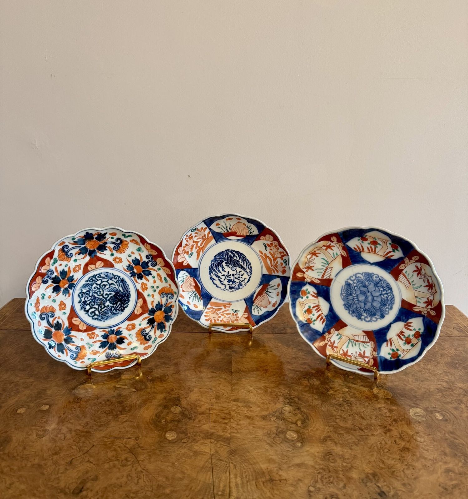 Wonderful Collection Of Five Antique Japanese Imari Plates photo for sale