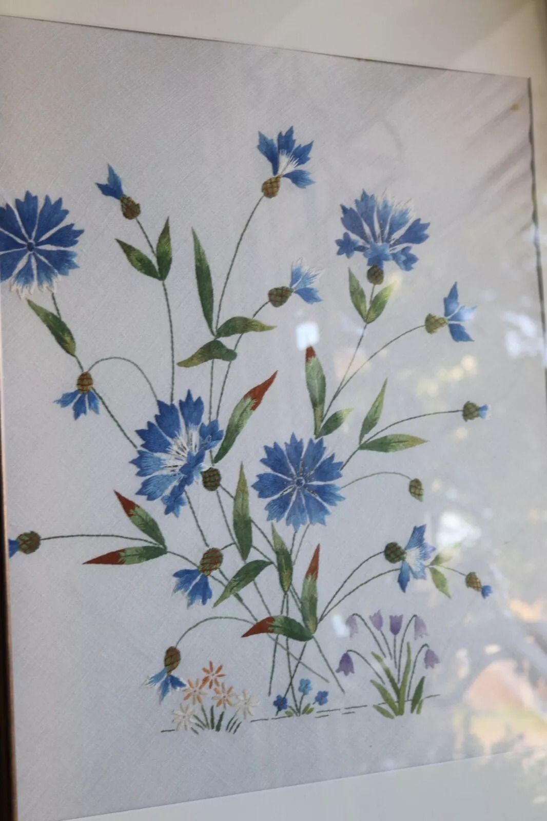 2 X Large Botanical Flowers Embroidery Pictures Framed photo furniture