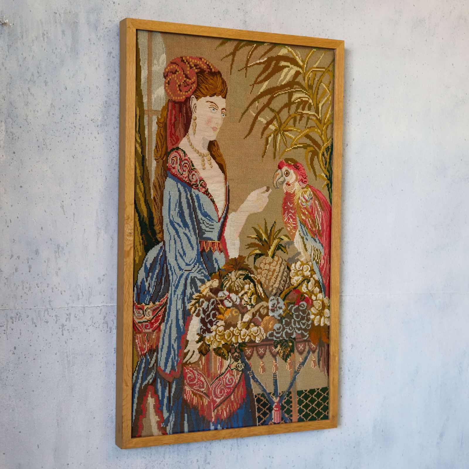 Tapestry & Petit Point Picture In Contemporary Frame With Non Reflective Glass C 1950s photo buy