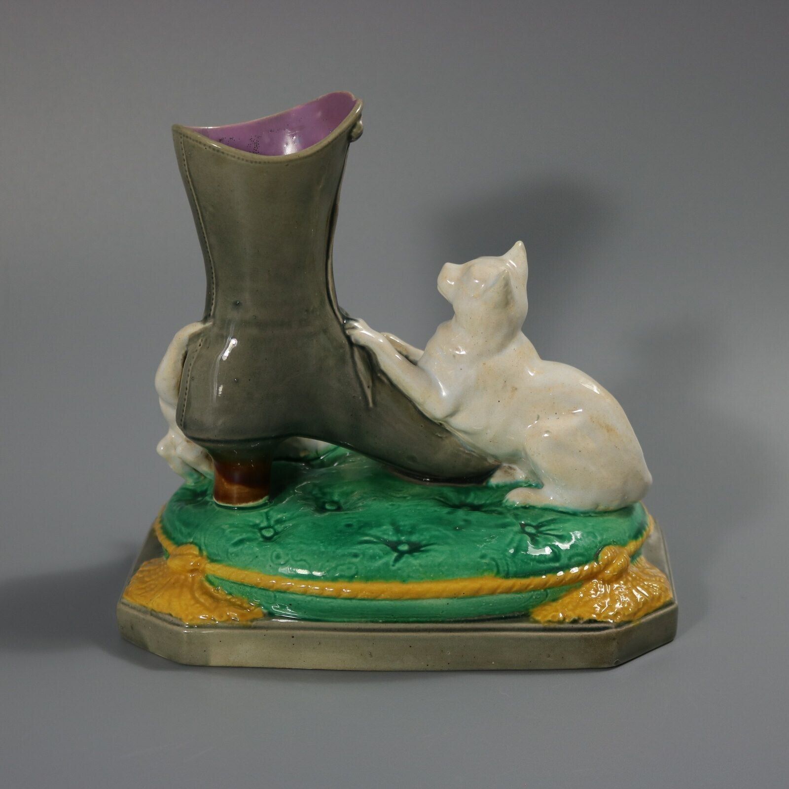 Brown Westhead Moore & Co Majolica Kittens Vase photo 1700.0