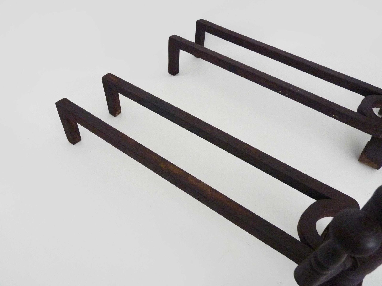 Large Pair Of Wrought Iron Fireplace Andirons. France, 19th Century. photo buy