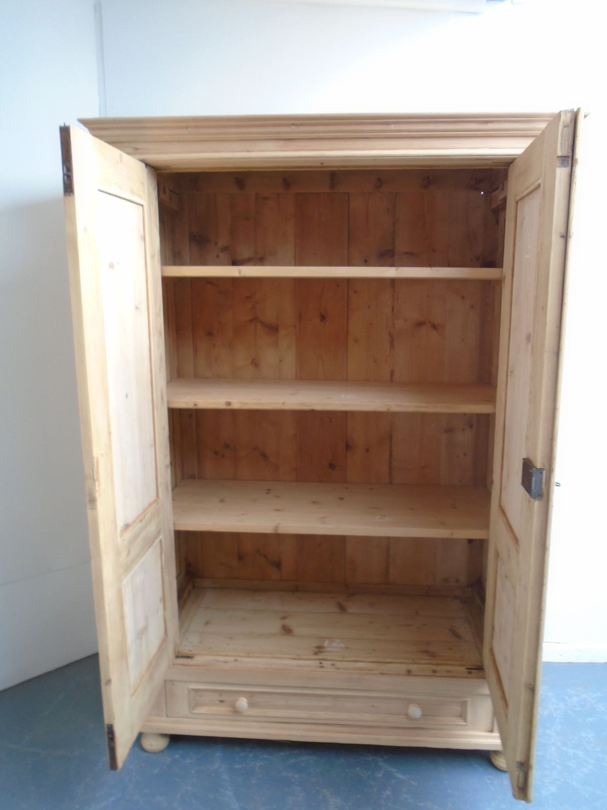 Furniture A Victorian Shelved Pine  Knockdown Wardrobe To Wax/Paint photo