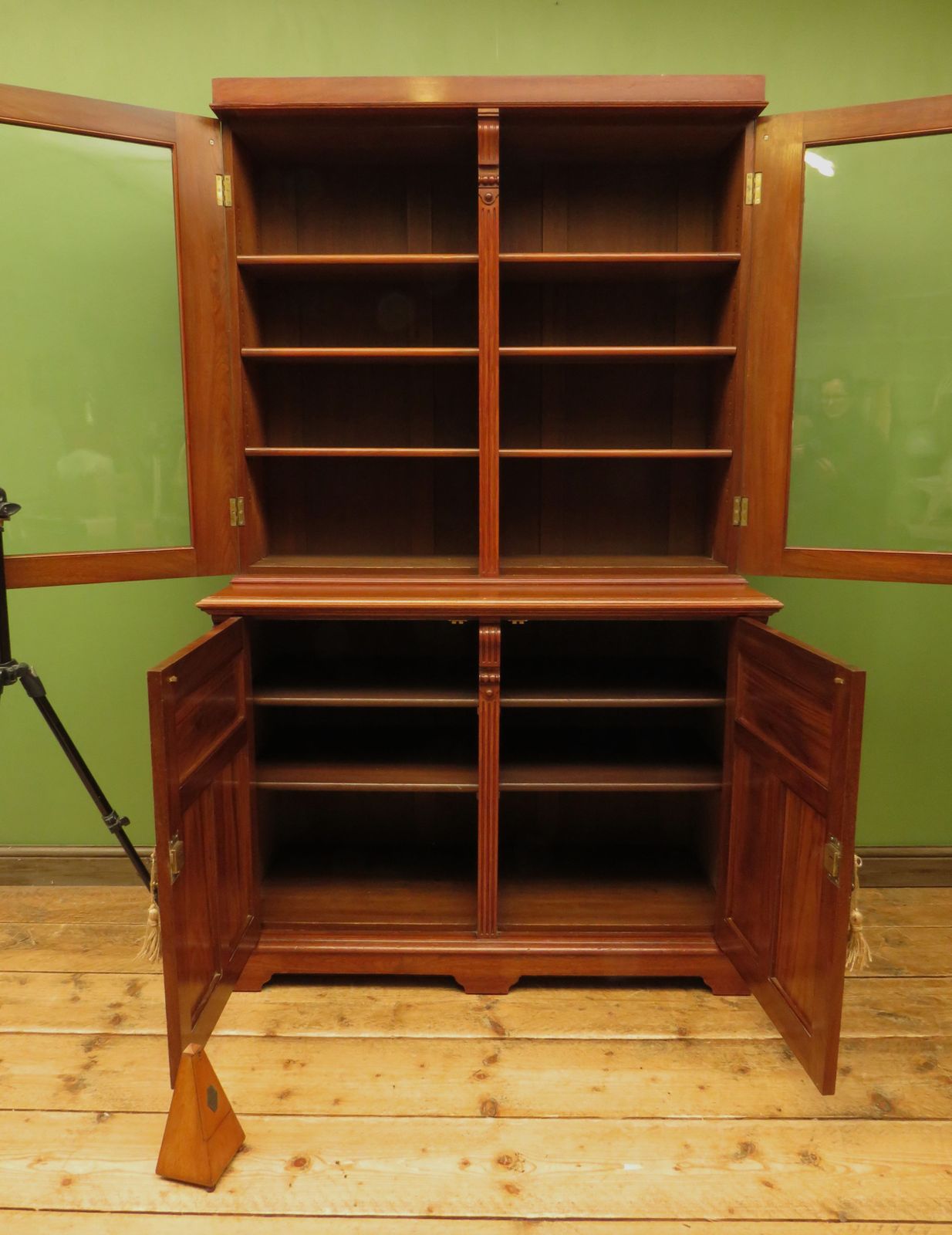 photo for sale Antique Lockable Two Part Cabinet With Glazed Top