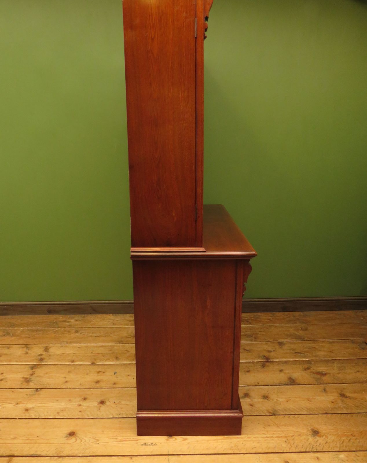 photo vintage Antique Lockable Two Part Cabinet With Glazed Top