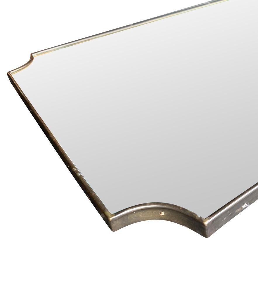 2750.0 A Large Orignal 1950s Italian Brass Framed Landscape Or Portrait Mirror photo