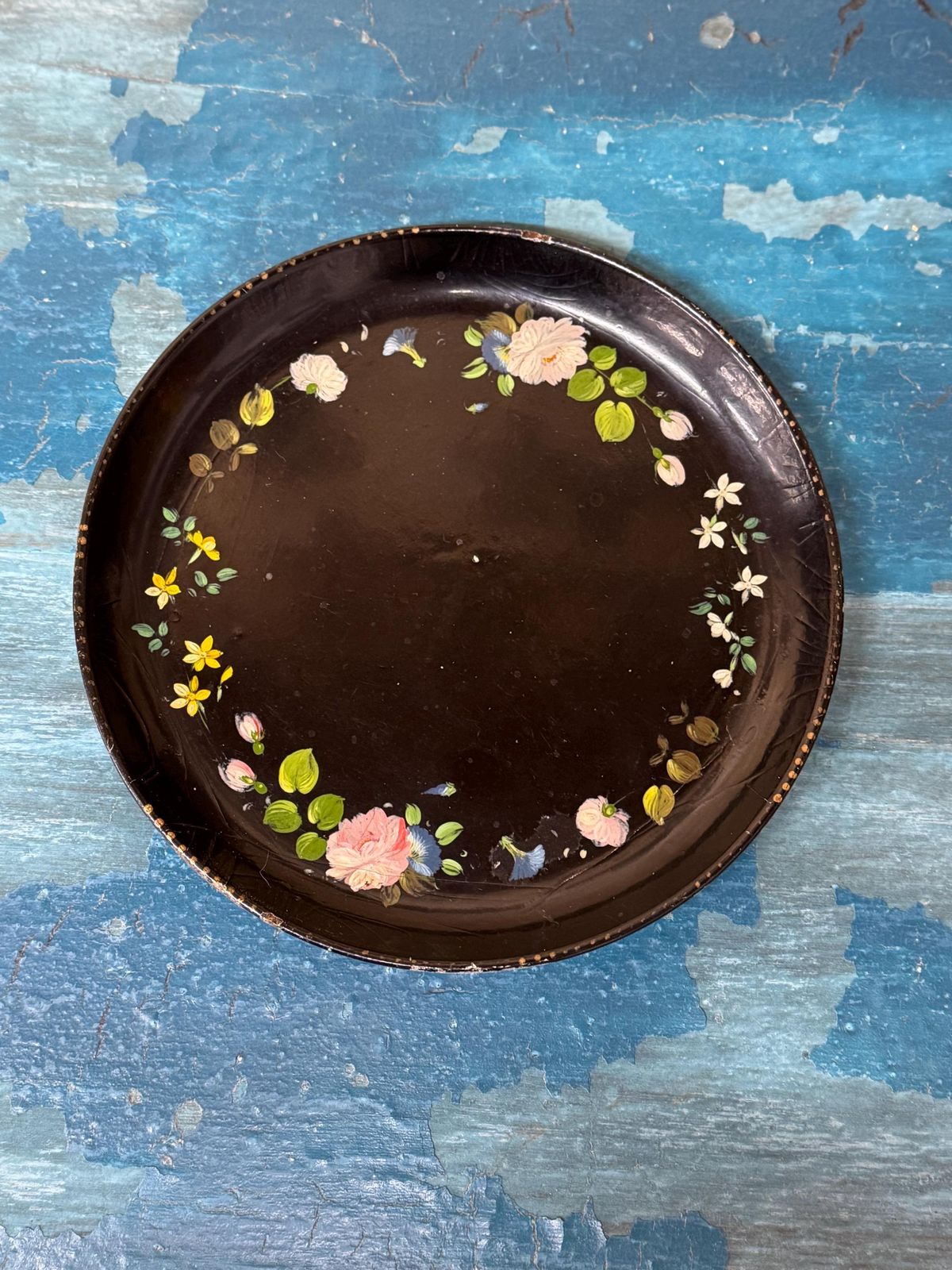 Antique 19th.C Papier Mâché Lacquered Chinese Tray Plate Bowl / Chinoiserie D photo furniture