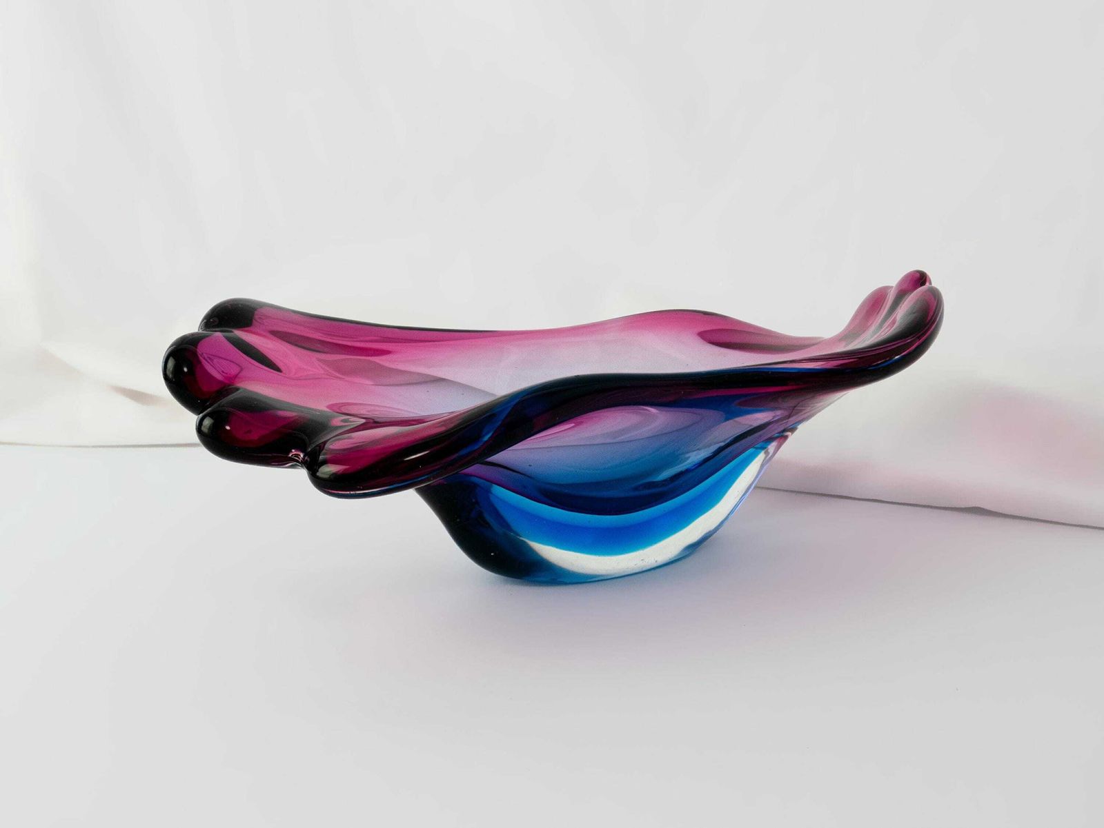 Pink And Purple Murano Italian Vintage Mid Century Art Glass Dish, 1960's   Mid Century Home Decor photo Home Decor