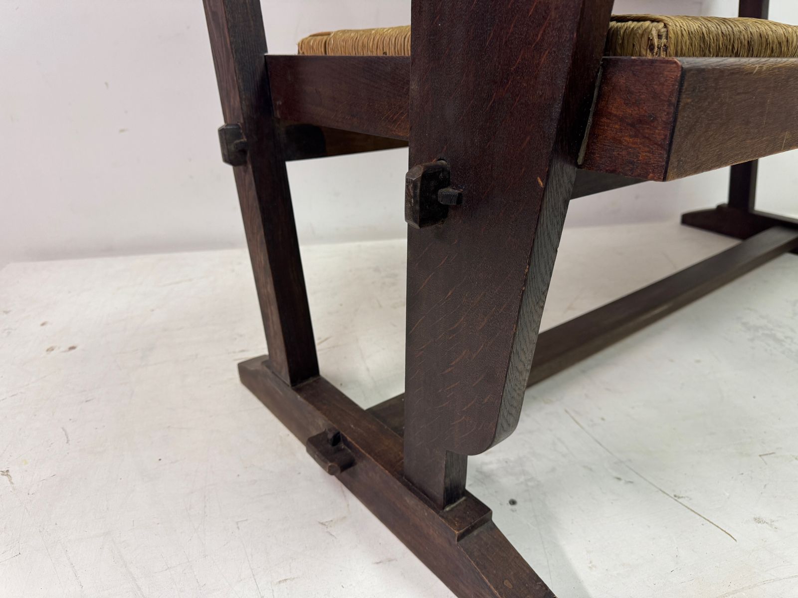 1950s French Rush Seat Bench In The Style Of Charles Dudouyt photo 2495.0