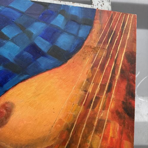 Large Quirky Colourful Oil Painting Pregnancy Vibrant photo vinterior