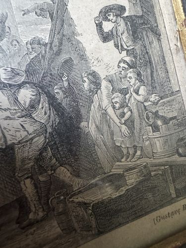 Engraving Antique The Wedding Alsace Gustav Brion Butterworth Black Gold photo Art