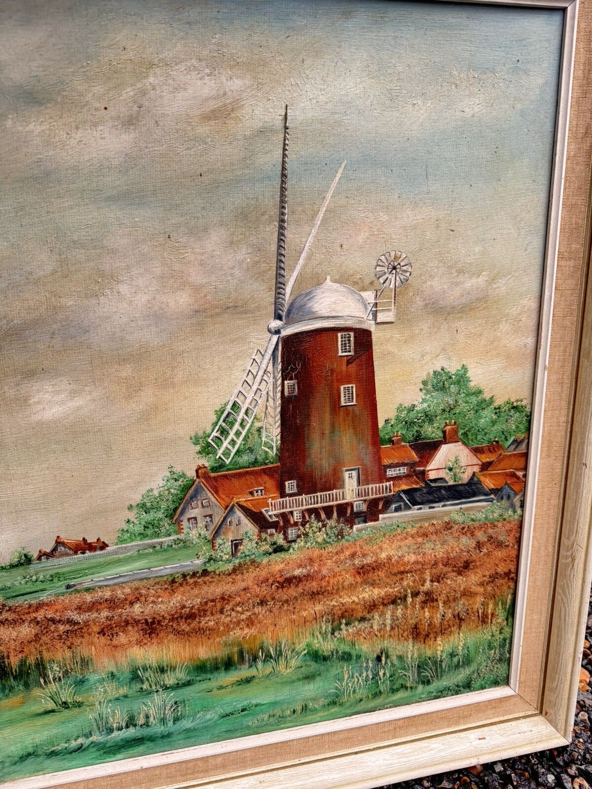 Mid Century  1970 Vintage Windmill Oil Paintings Suffolk Norfolk Artworks photo 53.0