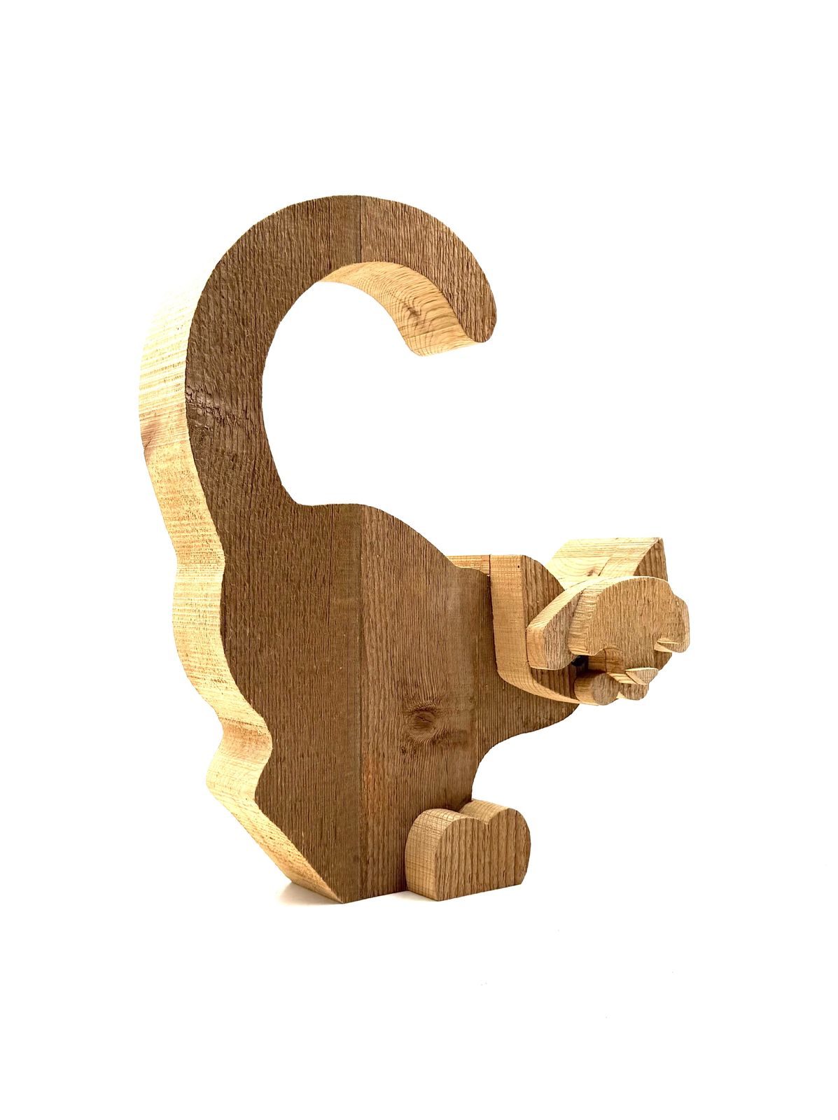 Bottega Michelangeli, Cat Wood Sculpture, Orvieto Italy 1970s photo vintage