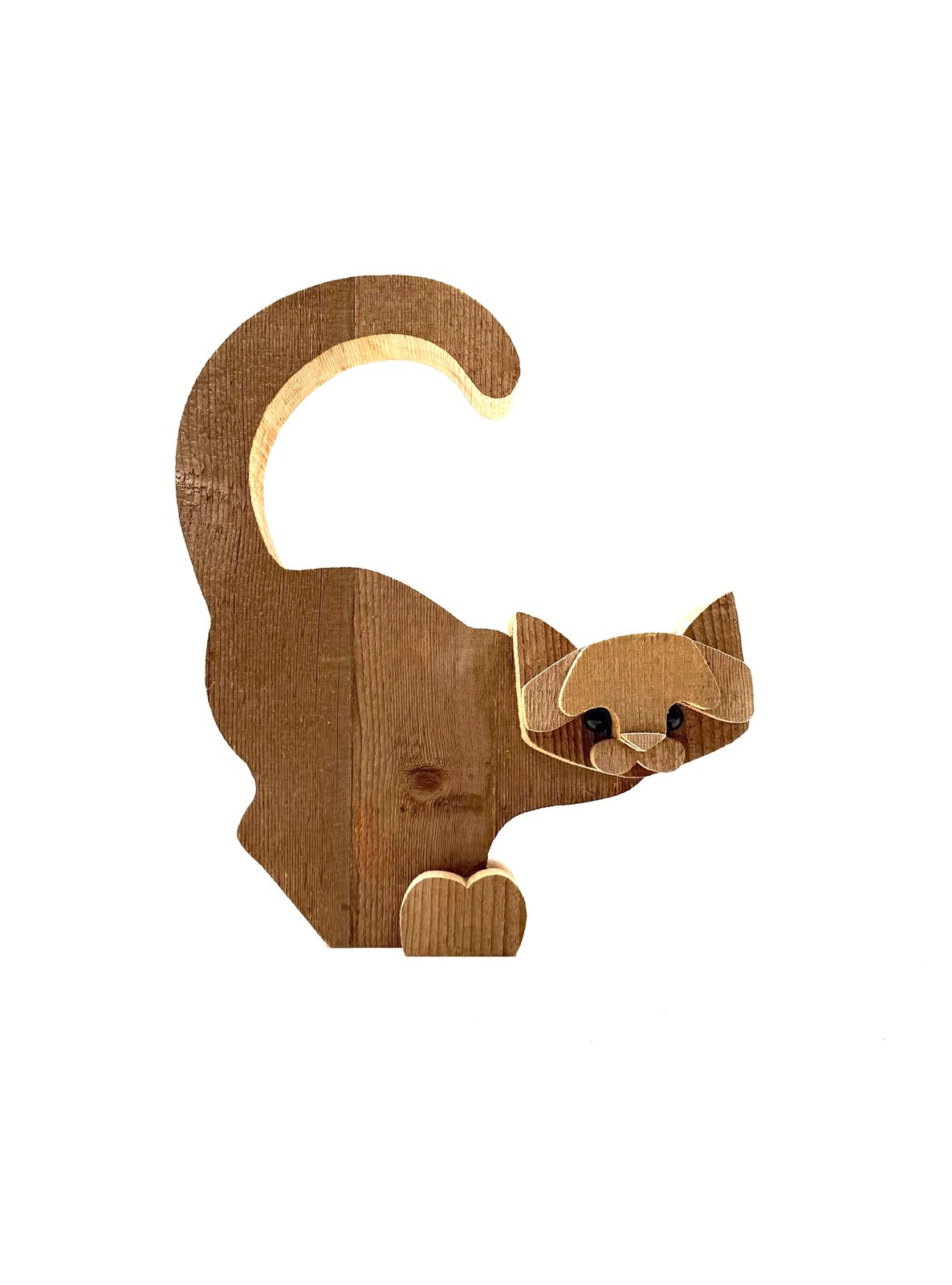 photo furniture Bottega Michelangeli, Cat Wood Sculpture, Orvieto Italy 1970s