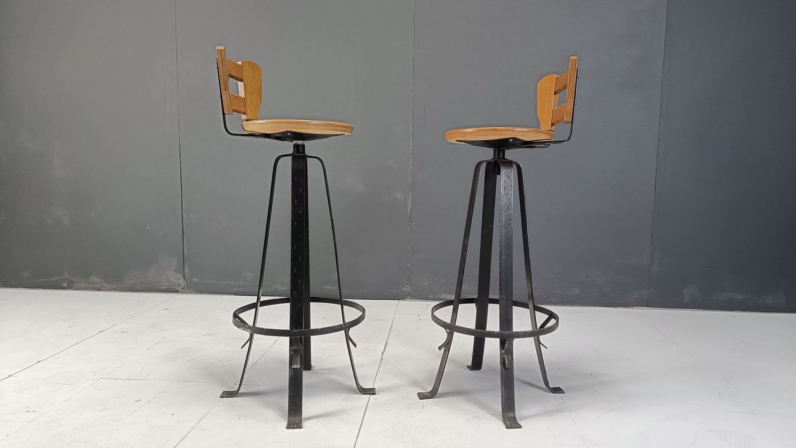 photo furniture Vintage Brutalist Bar Stools, Set Of 6   1970s