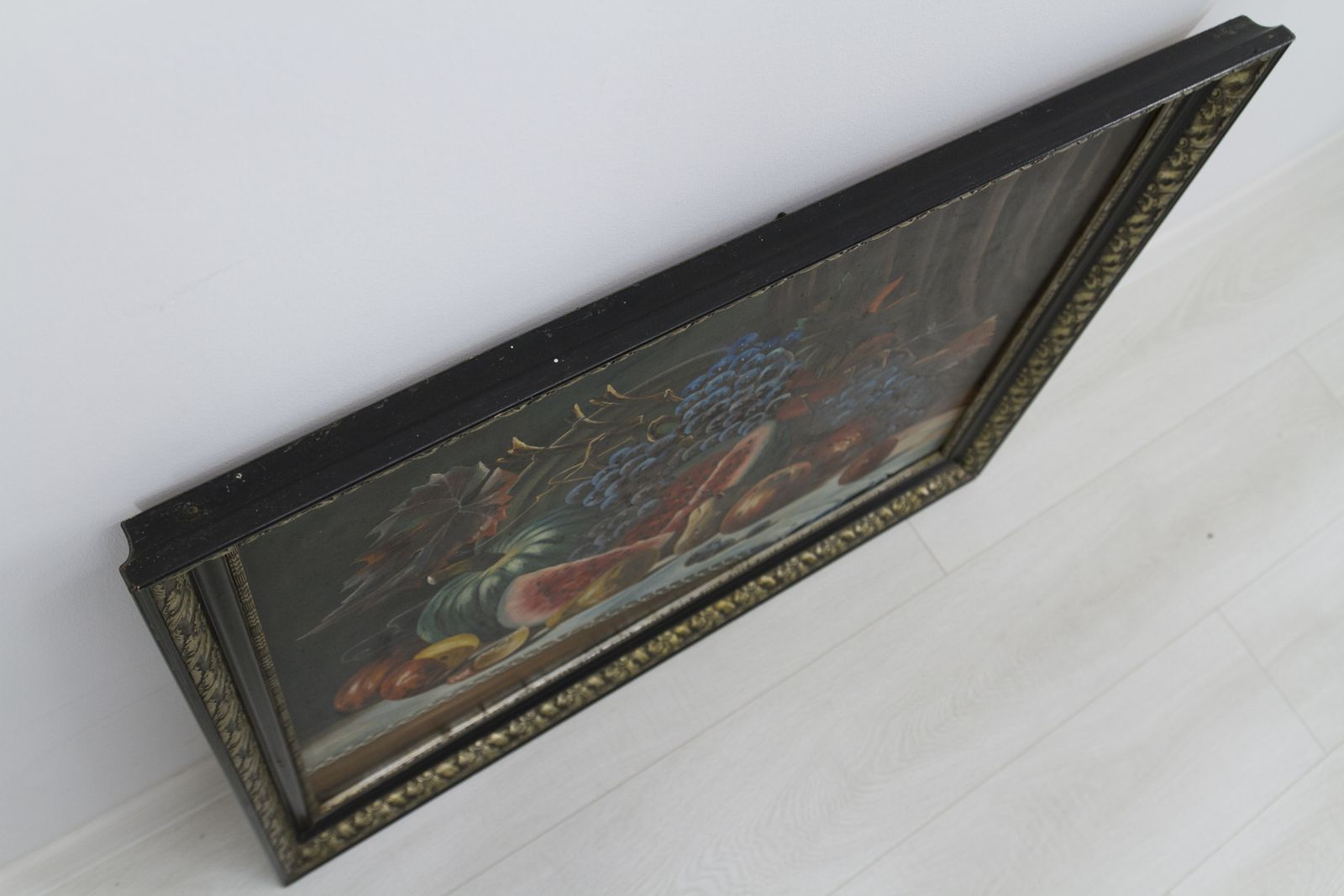 photo buy Vintage Oil Painting, Moody Still Life With Fruits