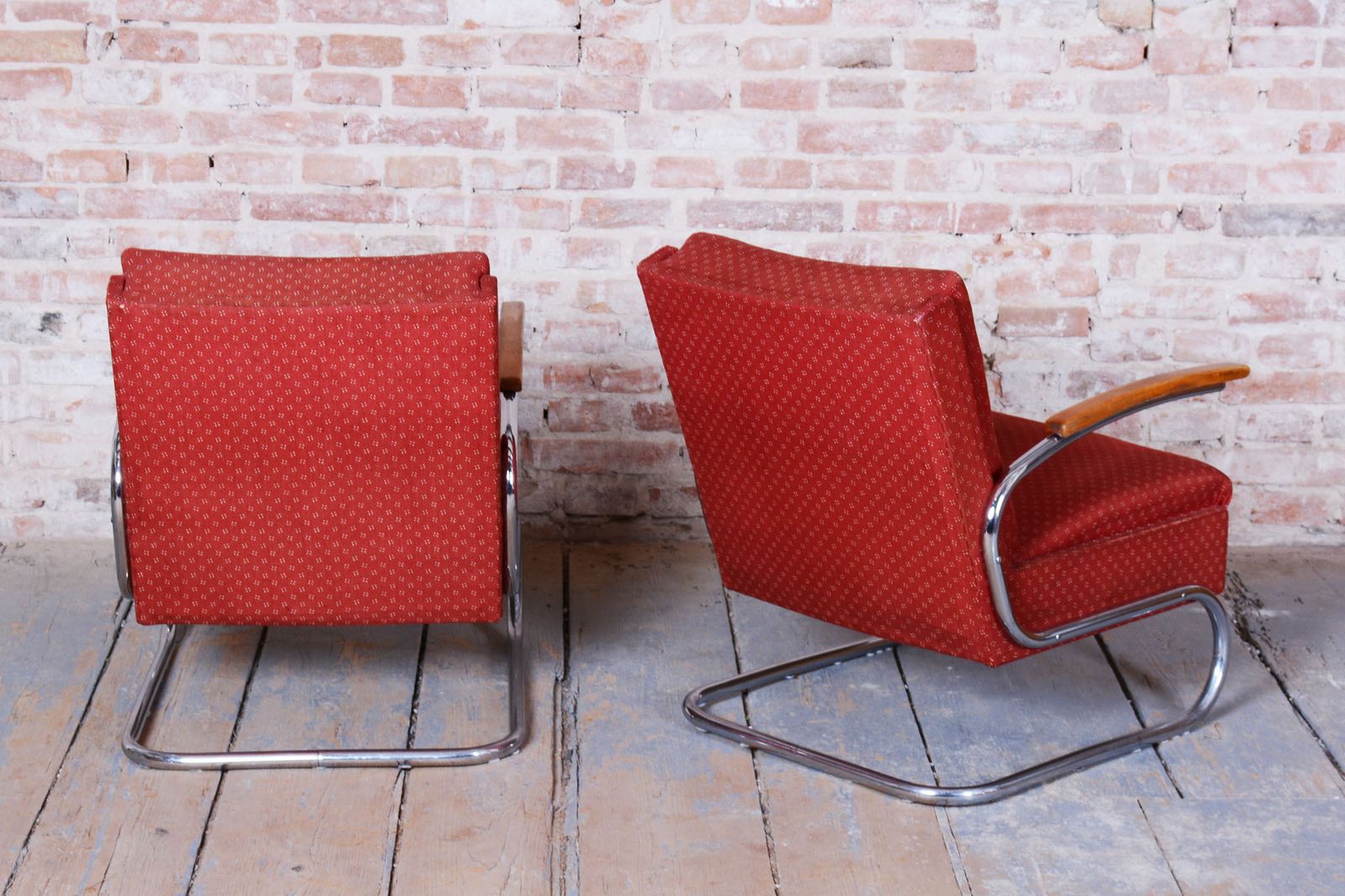 Pair Of Bauhaus Armchairs, By M. Breuer, For Mücke Melder, Chrome, Czech, 1930s photo Furniture