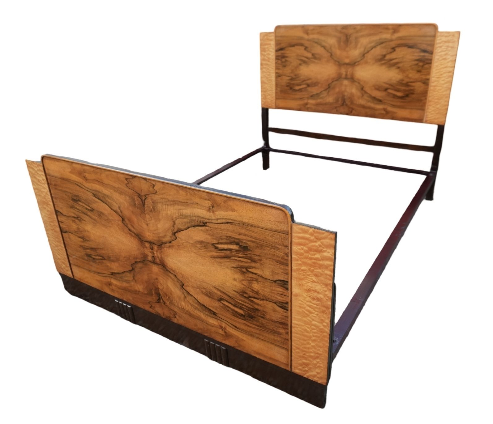 Art Deco Figured Walnut And Maple Double Bed photo furniture