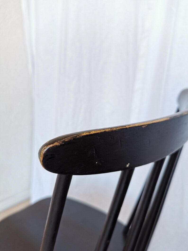 Set Of 2 Vintage Black Wooden Dining Chairs In Ilmari Tapiovaara Style / Stol Kamnik 1960s / Mid Century Dine Chair In Scandinavian Design photo Furniture
