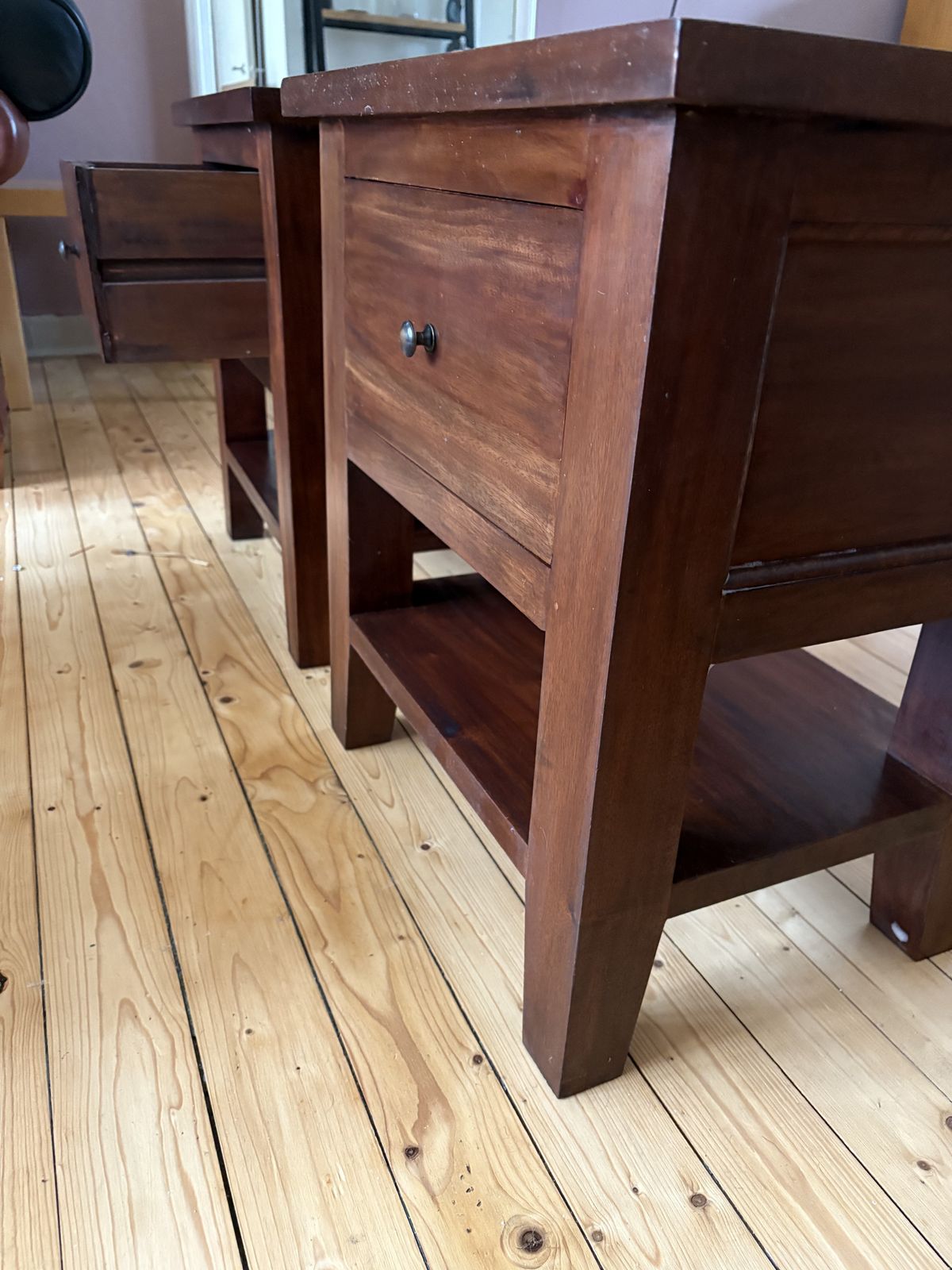 Pair Of Solid Wood Nightstands – High Quality, Sturdy, And Elegant photo for sale