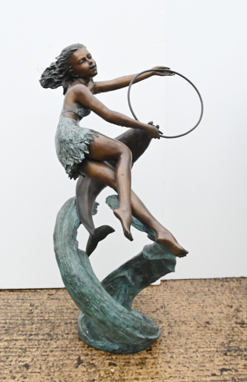 Art Nouveau Bronze Fountain Dolphin Girl Garden Casting photo 1800.0