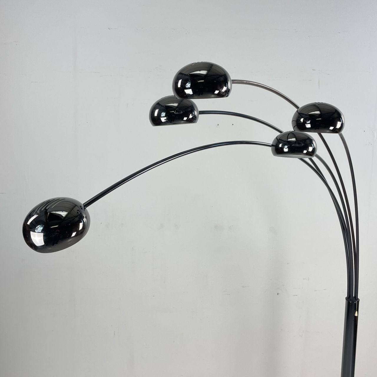 Midcentury Danish Bilka Multi Lamp Floor Light In Smoked Chrome With Marble Base photo for sale