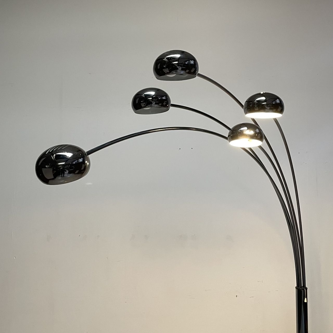 Midcentury Danish Bilka Multi Lamp Floor Light In Smoked Chrome With Marble Base photo vintage