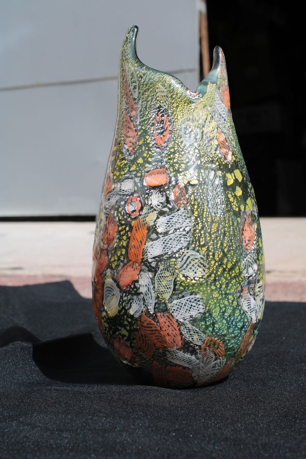 Murano Glass Vase Avem Venice 1960 Multicolor Zanfirico Gold And Silver photo 1854.0