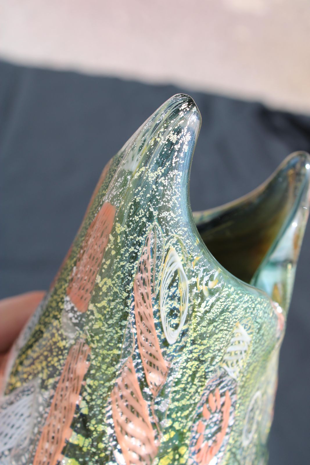 Home Decor Murano Glass Vase Avem Venice 1960 Multicolor Zanfirico Gold And Silver photo