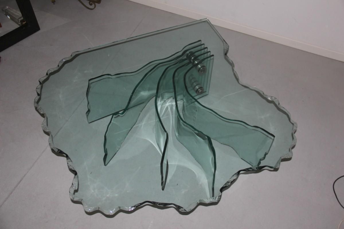 Sheel Danny Lane Coffee Table For Fiamm 1980 Thick Crystal photo vintage
