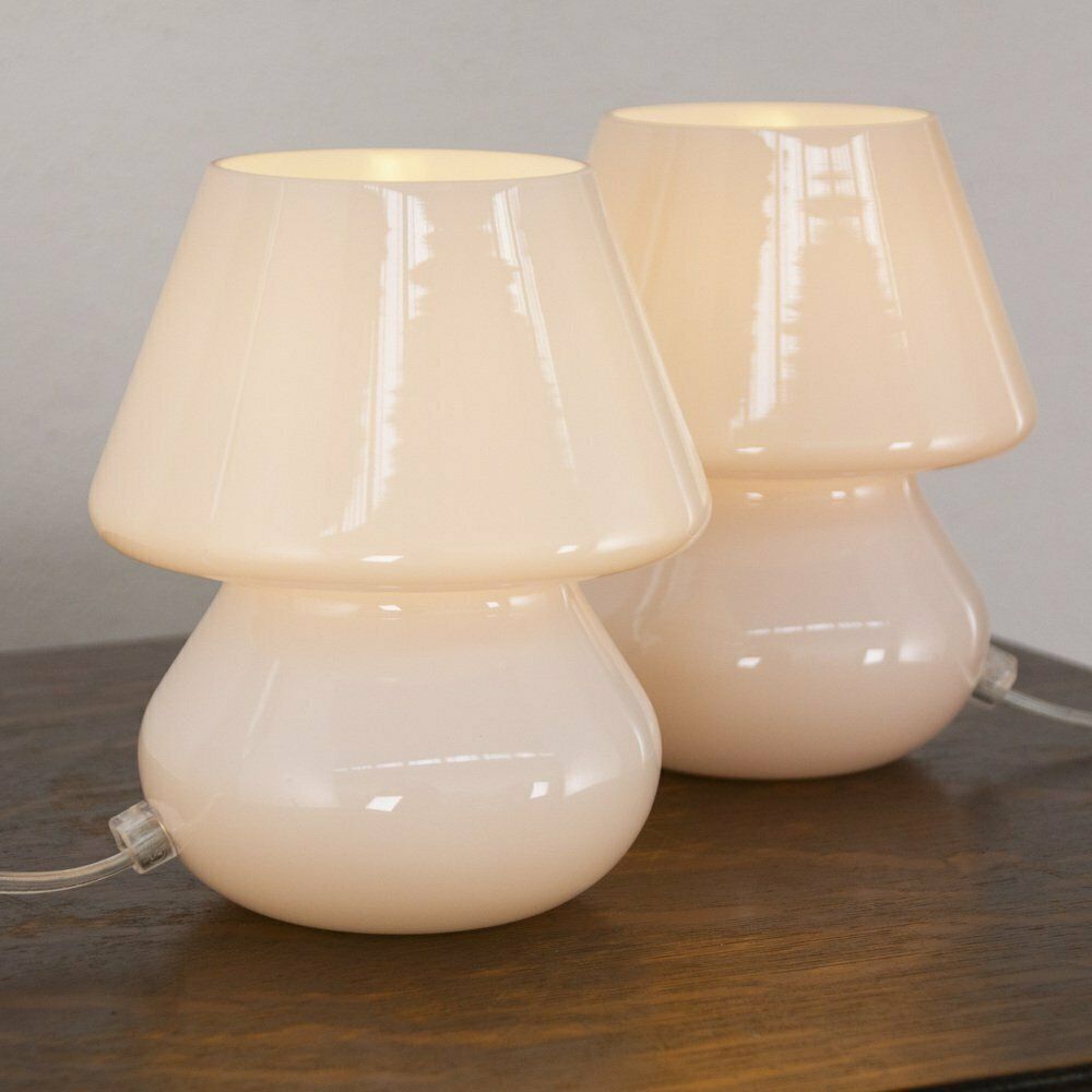 Italian Murano Glass Mushroom Lamps, 1990s, Set Of 2 photo for sale