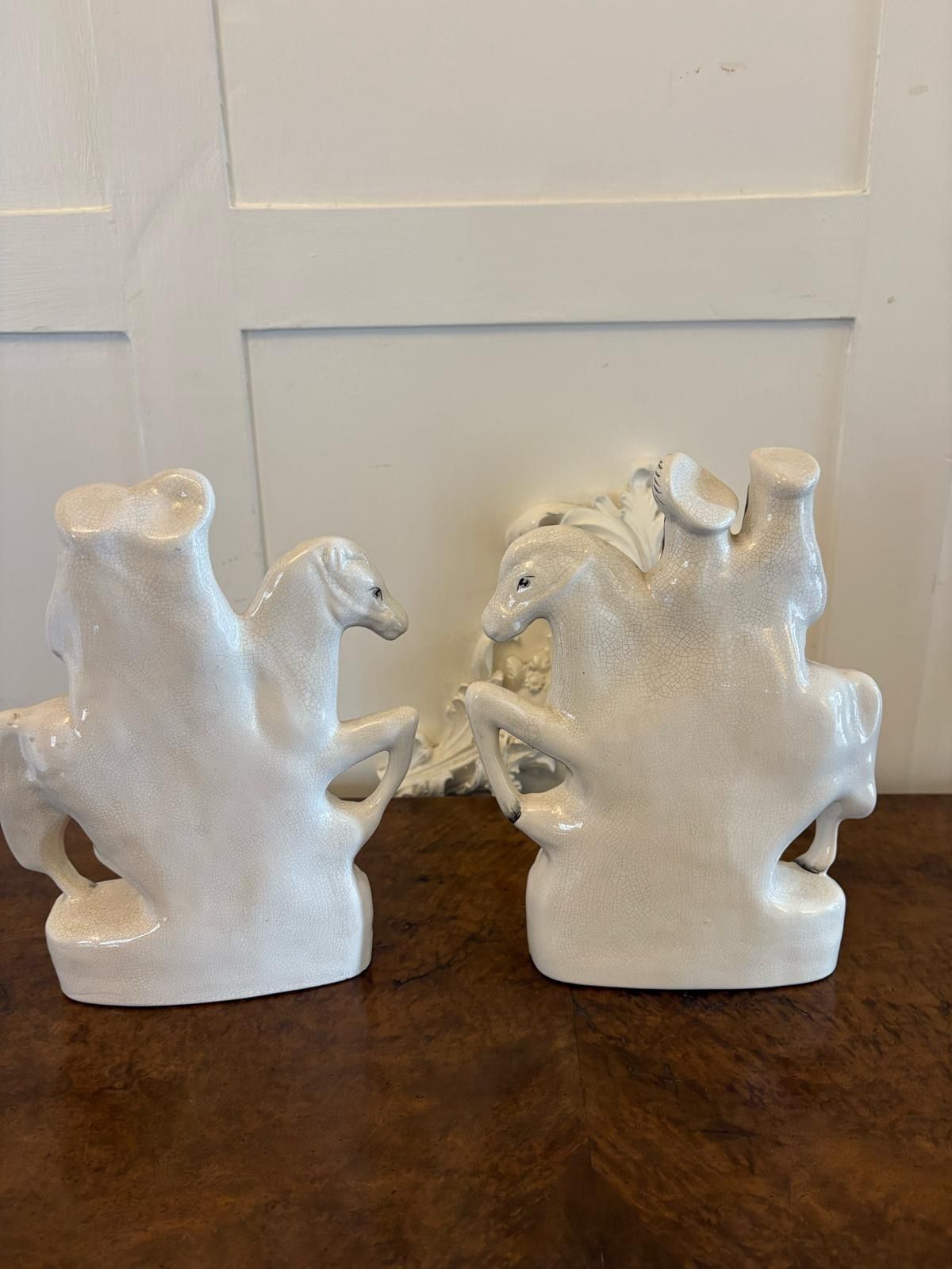 Pair Of Antique Staffordshire Flat Back Figures On Horseback photo 595.0