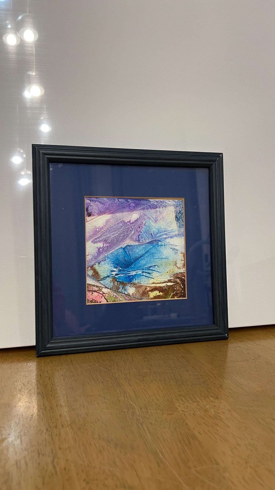 Framed Abstract Ink Artwork By Gill Clarke – Blue & Purple Tones