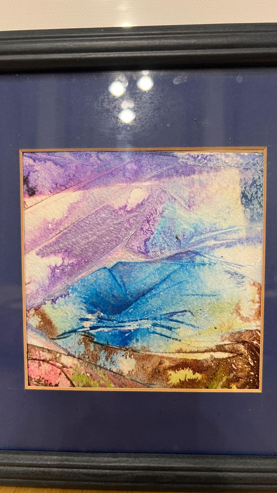 Framed Abstract Ink Artwork By Gill Clarke – Blue & Purple Tones photo for sale