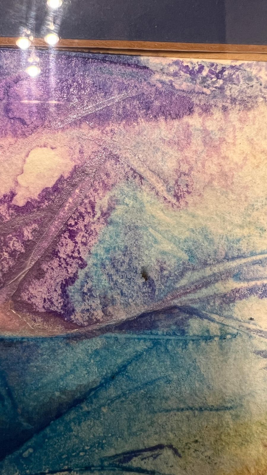 Framed Abstract Ink Artwork By Gill Clarke – Blue & Purple Tones photo vinterior