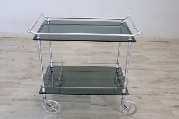 Chromed Metal And Glass Drinks Trolley, 1980s photo for sale