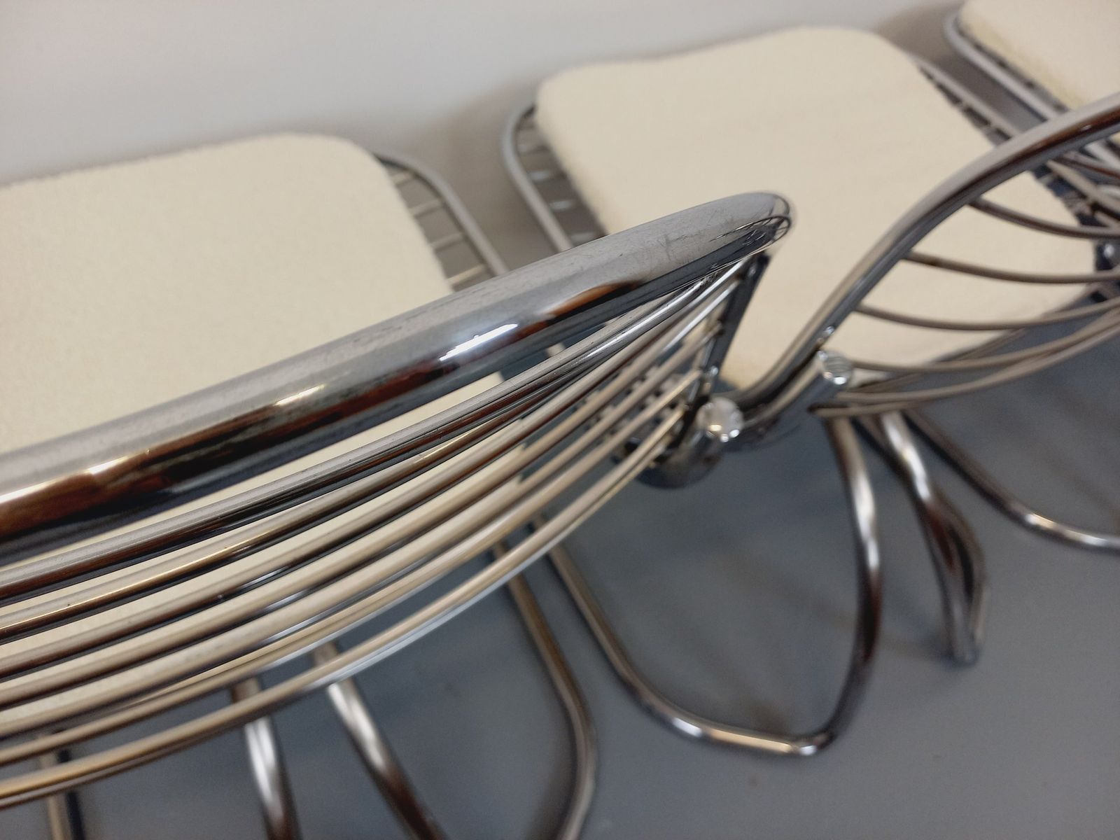 4 Italian Gastone Rinaldi Chairs In Chromed Metal photo buy