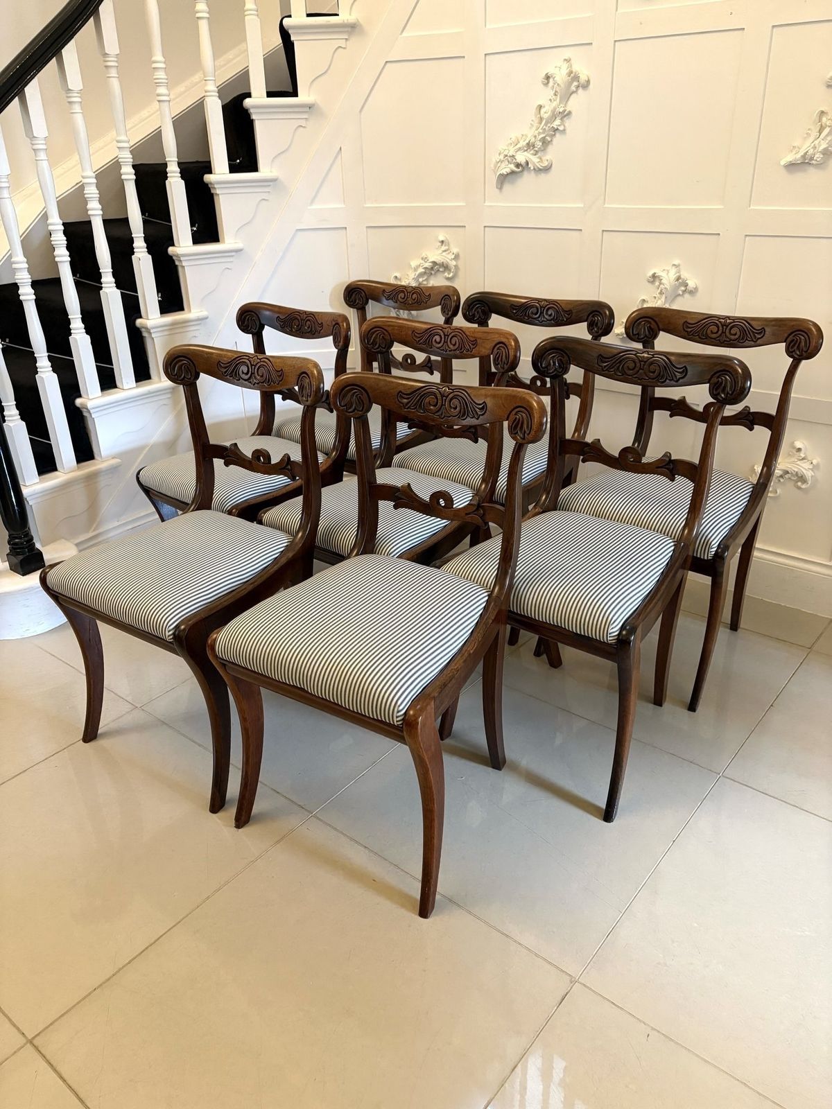 photo furniture Outstanding Quality Set Of 8 Antique Carved Rosewood Dining Chairs
